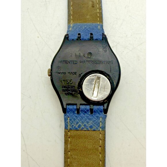 Vtg Swatch Men's Watch ALEXANDER GX123 Swiss Made Quartz Blue Leather Band - Picture 2 of 7